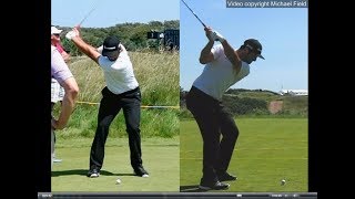 Jon Rahm golf swing  Long Iron faceon amp downtheline July 2017 [upl. by Melesa130]