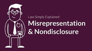 Misrepresentation and Nondisclosure  Contracts  Defenses amp Excuses [upl. by Rozelle]