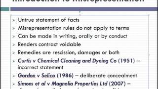 Misrepresentation Lecture 1 of 4 [upl. by Flanders]